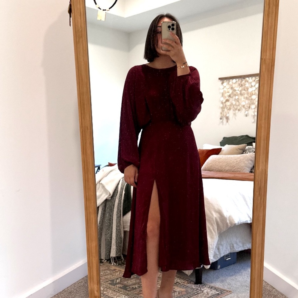 Astr Red Dolman Sleeve Dress